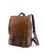 Korean Student Retro Crazy Horse PU Schoolbag Large Capacity Leisure Travel Men's Backpack