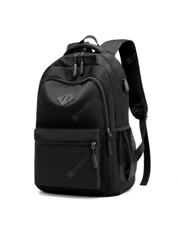 Leisure Charging Backpack Solid Color Waterproof Men's Backpack Can be Printed