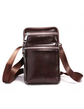 Genuine Leather 7 Inch Phone Bag Casual Business Waist Bag Multi-functional Crossbody Bag