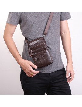 Genuine Leather Business Multi-functional 6 Inch Phone Bag Waist Bag Crossbody Bag For Men