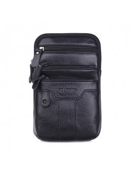 Genuine Leather Business Multi-functional 6 Inch Phone Bag Waist Bag Crossbody Bag For Men