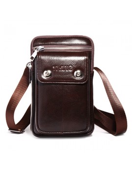 Multi-functional 7 Inch Phone Bag Genuine Leather Business Waist Bag Crossbody Bag For Men