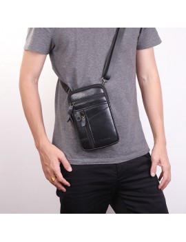 Multi-functional Genuine Leather 7 Inch Phone Bag Waist Bag Crossbody Bag For Men