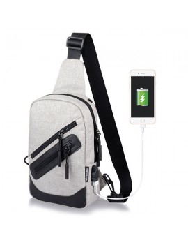 Oxford Casual Sport USB Charging Port Sling Bag Chest Bag Crossbody Bag For Men