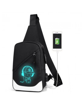 Oxford Casual Sport USB Charging Port Sling Bag Chest Bag Crossbody Bag For Men