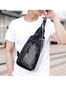 PU Leather Outdoor Casual Sling Bag Chest Bag Crossbody Bag For Men