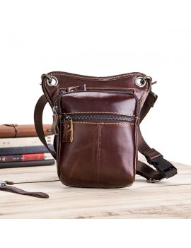 Retro Multi-functional Genuine Leather Shoulder Crossbody Bag Waist Bag Leg Bag For Men