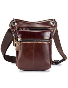 Retro Multi-functional Genuine Leather Shoulder Crossbody Bag Waist Bag Leg Bag For Men