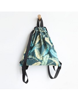 Fresh Print Leaf Canvas Backpack Leisure Handbag