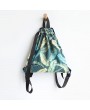 Fresh Print Leaf Canvas Backpack Leisure Handbag