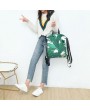 Fresh Print Leaf Canvas Backpack Leisure Handbag