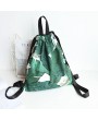 Fresh Print Leaf Canvas Backpack Leisure Handbag