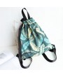 Fresh Print Leaf Canvas Backpack Leisure Handbag