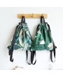 Fresh Print Leaf Canvas Backpack Leisure Handbag