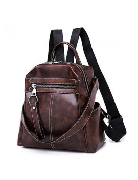 Travel PU Multi-function Backpack Solid Shoulder Bag For Women