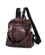 Travel PU Multi-function Backpack Solid Shoulder Bag For Women