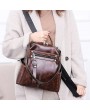 Travel PU Multi-function Backpack Solid Shoulder Bag For Women