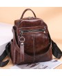 Travel PU Multi-function Backpack Solid Shoulder Bag For Women