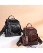 Travel PU Multi-function Backpack Solid Shoulder Bag For Women