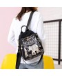 Waterproof Dual-use Elephant Print Multi-function Backpack Nylon Crossbody Bag For Women