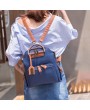 Women Faux Leather Pure Color Backpack Large Capacity Shoulder Bag