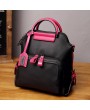 Women Faux Leather Pure Color Backpack Large Capacity Shoulder Bag