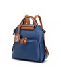 Women Faux Leather Pure Color Backpack Large Capacity Shoulder Bag