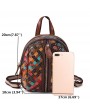 Women Genuine Leather Hand Stitching Patchwork Backpack Multi-Slot Handbags