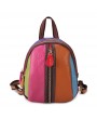 Women Genuine Leather Hand Stitching Patchwork Backpack Multi-Slot Handbags