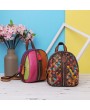 Women Genuine Leather Hand Stitching Patchwork Backpack Multi-Slot Handbags