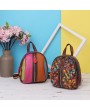 Women Genuine Leather Hand Stitching Patchwork Backpack Multi-Slot Handbags