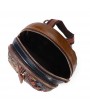 Women Genuine Leather Hand Stitching Patchwork Backpack Multi-Slot Handbags