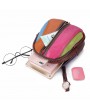 Women Genuine Leather Hand Stitching Patchwork Backpack Multi-Slot Handbags