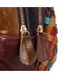 Women Genuine Leather Hand Stitching Patchwork Backpack Multi-Slot Handbags