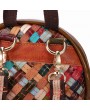 Women Genuine Leather Hand Stitching Patchwork Backpack Multi-Slot Handbags