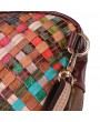 Women Genuine Leather Hand Stitching Patchwork Backpack Multi-Slot Handbags