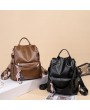 Women PU Soft Leather Multi-function Shoulder Bag Travel Shopping Backpack