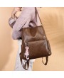 Women PU Soft Leather Multi-function Shoulder Bag Travel Shopping Backpack