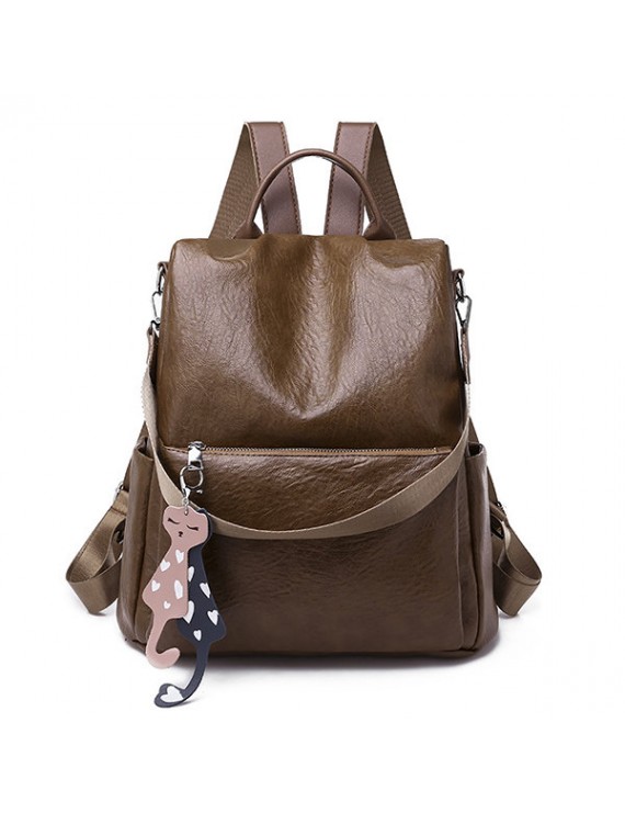 Women PU Soft Leather Multi-function Shoulder Bag Travel Shopping Backpack