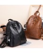 Women Soft Leather Backpack Travel Large Capacity Shoulder Bag