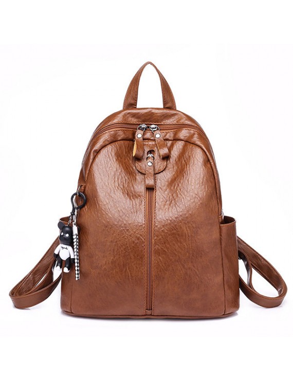 Women Soft Leather Backpack Travel Large Capacity Shoulder Bag