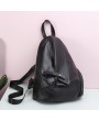 Women Soft Leather Triangle Lock Travel Backpack Designer