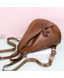 Women Soft Leather Triangle Lock Travel Backpack Designer