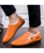 Autumn and Winter Men's Leather Shoes Plus Velvet Warm Cotton Casual Footwear