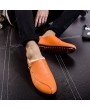 Autumn and Winter Men's Leather Shoes Plus Velvet Warm Cotton Casual Footwear