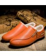 Autumn and Winter Men's Leather Shoes Plus Velvet Warm Cotton Casual Footwear