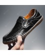 Large Size Men's Casual Leather Shoes Round Toe Non-slip Driving Shoes