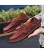 Large Size Men's Casual Leather Shoes Round Toe Non-slip Driving Shoes