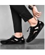 Men Casual Leather Shoes Round Toe Flat Heel Breathable Footwear Outdoor Driving Peas Shoes