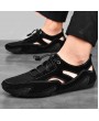 Men Casual Leather Shoes Round Toe Flat Heel Breathable Footwear Outdoor Driving Peas Shoes